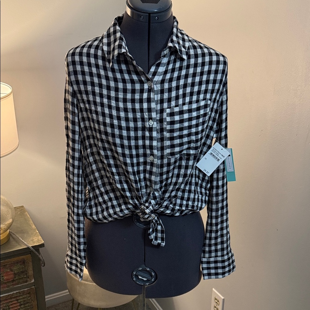 Nordstrom Black and White Checkered Button Down Shirt